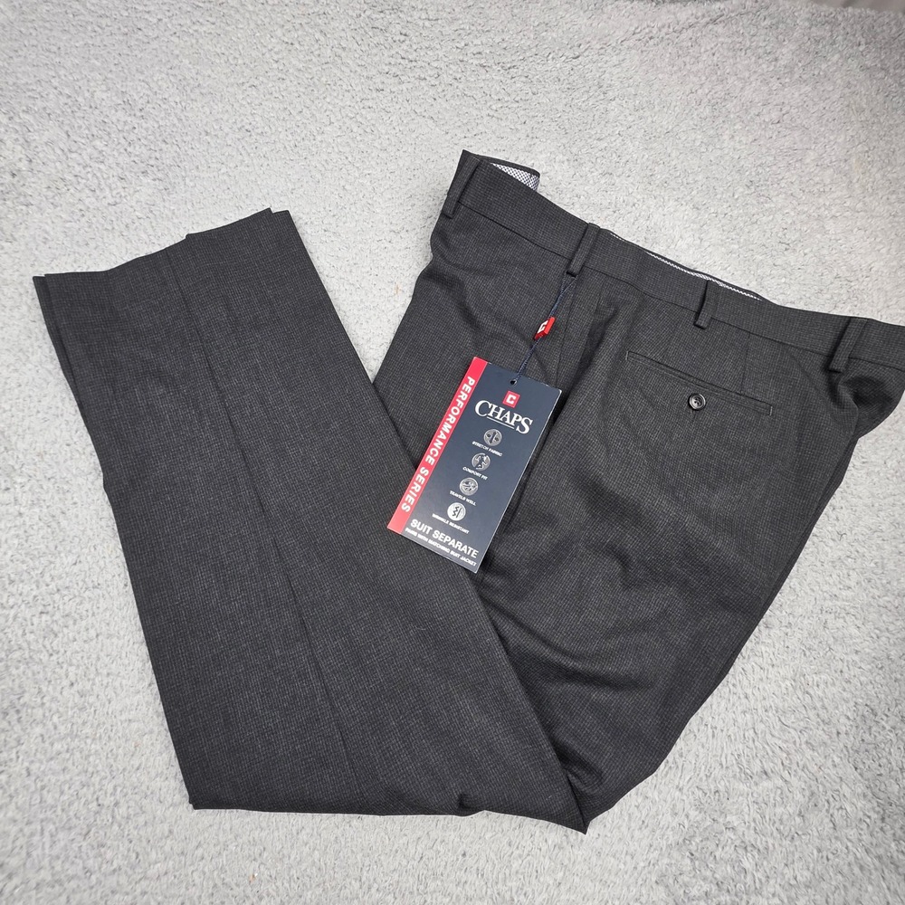Chaps Performance Series Suit Pants Mens 38x30 Gray‎ Stretch Wrinkle Resistant